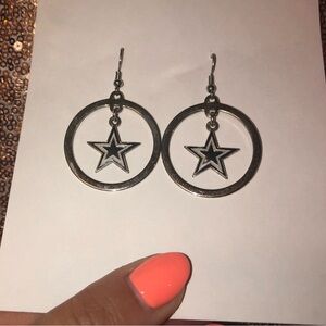 Dallas Star Hoop Earrings with Black and Silver Accents